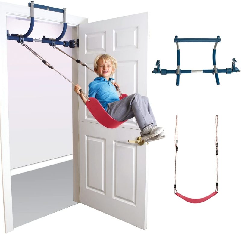 6 Piece Indoor Doorway Gym Set for Kids – Indoor Swing for Kids Includes Kids Swing Chair, Rings, Hanging Trapeze, Ladder, Swinging Rope & Pullup Bar - Image 15
