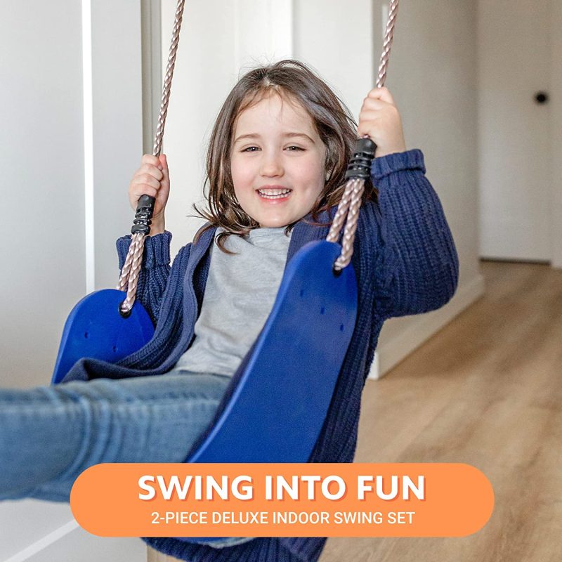 6 Piece Indoor Doorway Gym Set for Kids – Indoor Swing for Kids Includes Kids Swing Chair, Rings, Hanging Trapeze, Ladder, Swinging Rope & Pullup Bar - Image 12