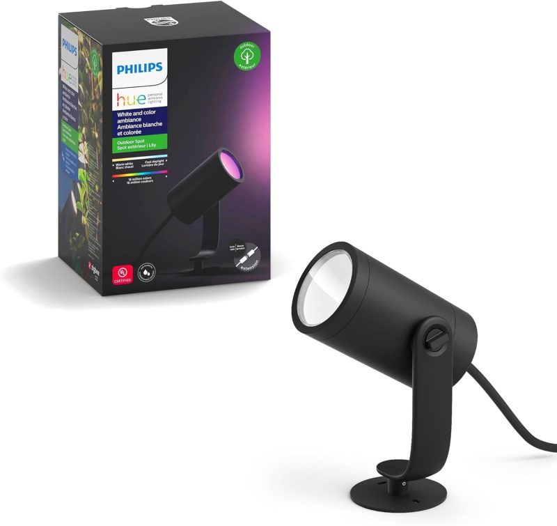 Philips Hue Lily Outdoor Smart LED Spot Light Kit, Color Changing, Weatherproof, Voice Control, 3-Pack - Image 9