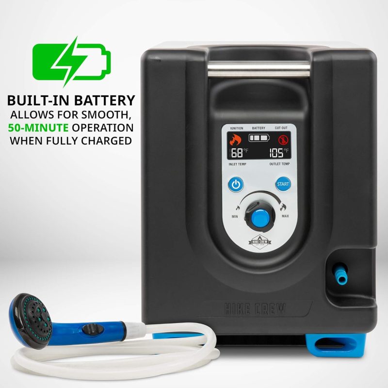 Portable Propane Water Heater & Shower Pump w/Built-in Battery | Compact Outdoor Cleaning & Showering System w/LCD, Safety Shutoff & Carry Case, Instant Hot Water for Camping & Hiking - Image 4