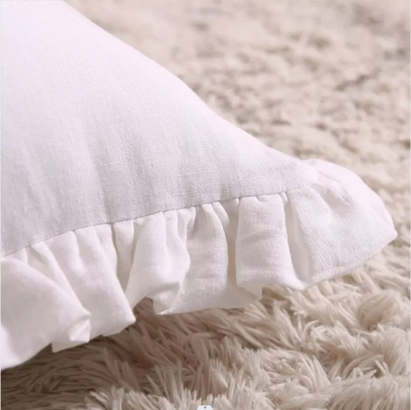 100% Pure Linen Ruffle Cushion Cover – Soft and Comfortable - 图片 6