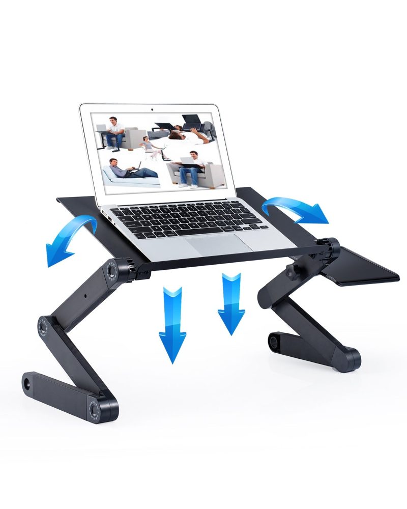Adjustable Laptop Computer Ergonomical Workstation Desk Stand with 2 CPU Cooling USB Fans with Mouse Pad and Book Stand - Image 10