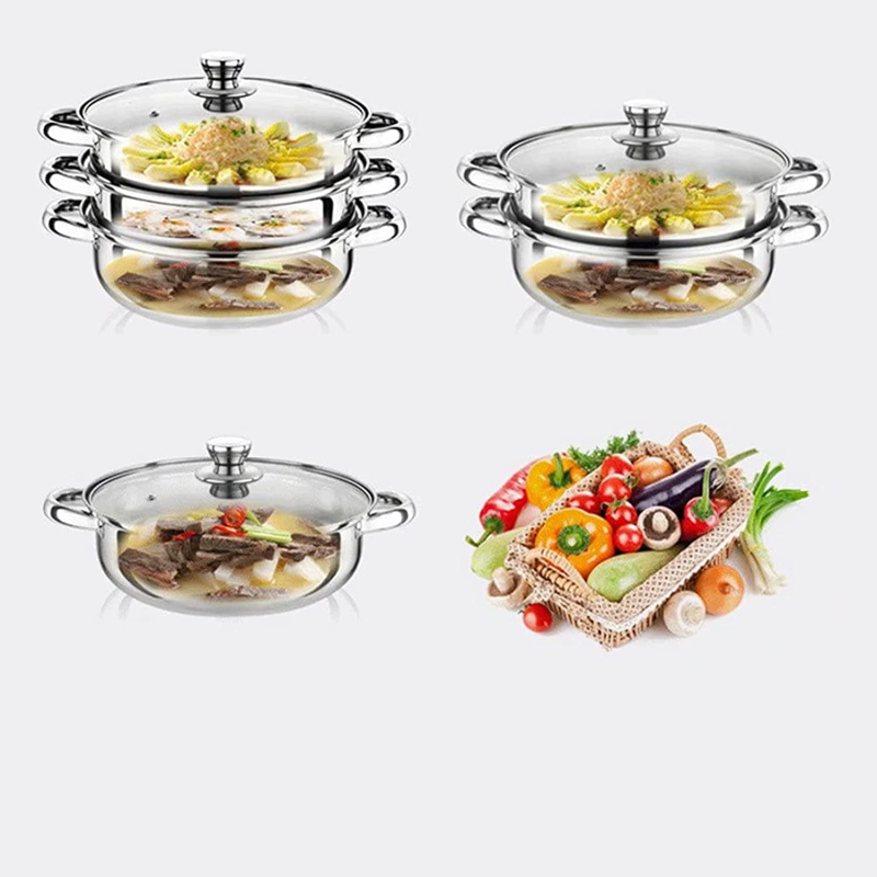 2 Piece Stainless Steel Stack and Steam Pot Set  With Lid - 图片 4