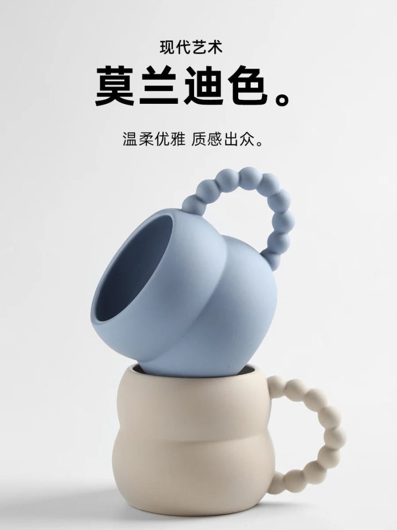 250ml Creative Ceramic Mug Cute Coffee Cup Breakfast Milk Cup Nordic Home Decor Handmade Art Afternoon Tea Cup Couple Gifts - 图片 4