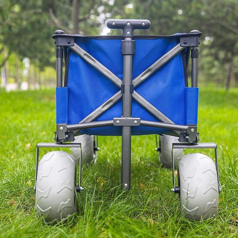 Sorin Outdoor Heavy Duty Collapsible Foldable Beach Cart with Balloon Wheels for Sand Garden Wagon Camping Beach Wagon with Balloon Tires Cart for Beach with Big Wheels Inflatable Tires - Image 2