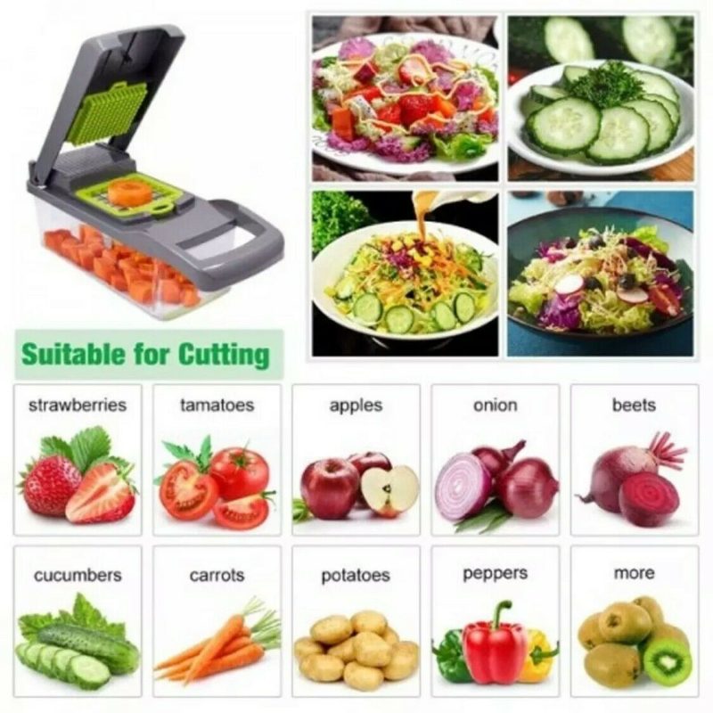 15-In-1 Vegetable Fruit Chopper, Cutter, Veggie Dicer Slicer With Container - 图片 3