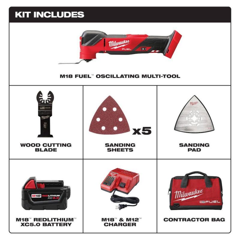 2836-21 M18 FUEL 18V Lithium-Ion Cordless Brushless Oscillating Multi-Tool Kit with one 5.0 Ah Battery, Charger and Tool Bag - 图片 16