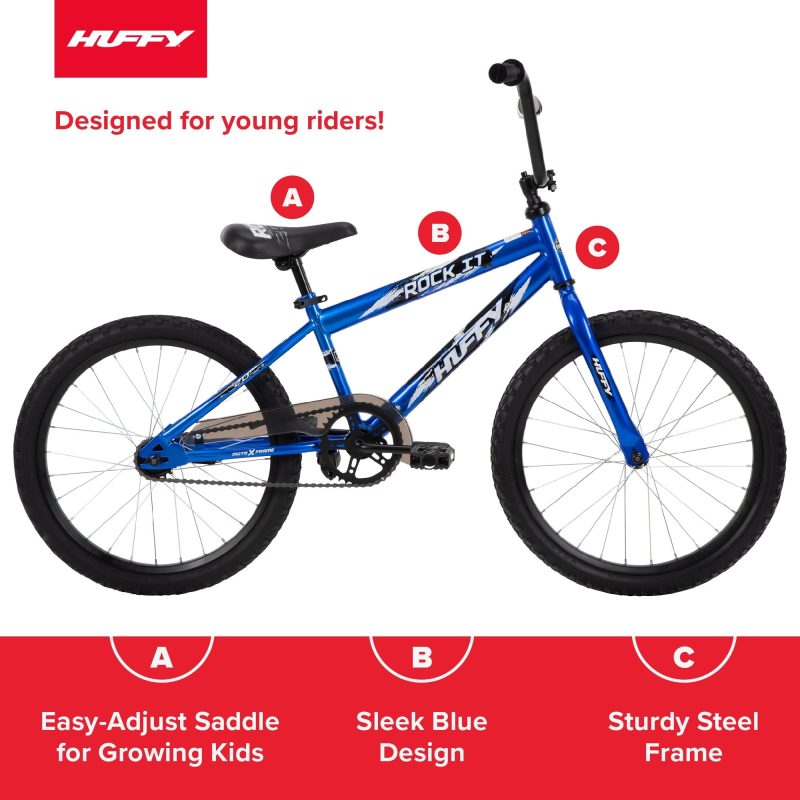 Huffy Rock It 20′′ Kids Bike, Royal Blue, Ages 5+, Single-Speed, Coaster Brake, Training Wheels - 图片 4