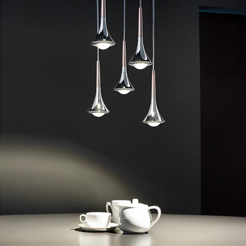 1-Light Water Drop Metal LED Nordic Stair Pendant Light - 图片 2