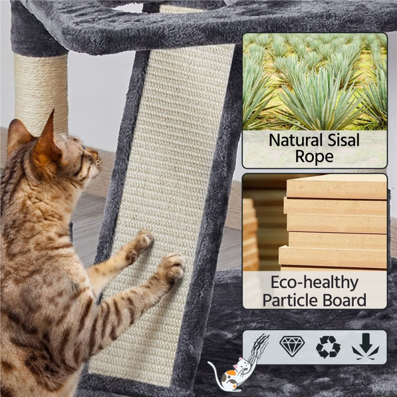 Topeakmart 69'' Large Cat Tree Tower with 2 Condos and Scratching Post, Dark Gray - 图片 2