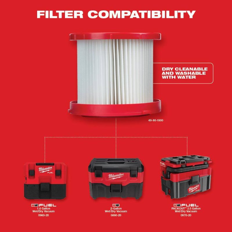 0880-20-48-59-1850 M18 18-Volt 2 Gal. Lithium-Ion Cordless Wet/Dry Vacuum with M18 XC 5.0 Ah Starter Kit - 图片 27